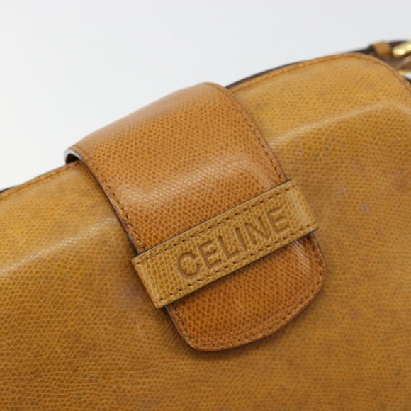 CELINE Shoulder Bag Leather Yellow Gold Auth gh2070
