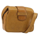 CELINE Shoulder Bag Leather Yellow Gold Auth gh2070-1