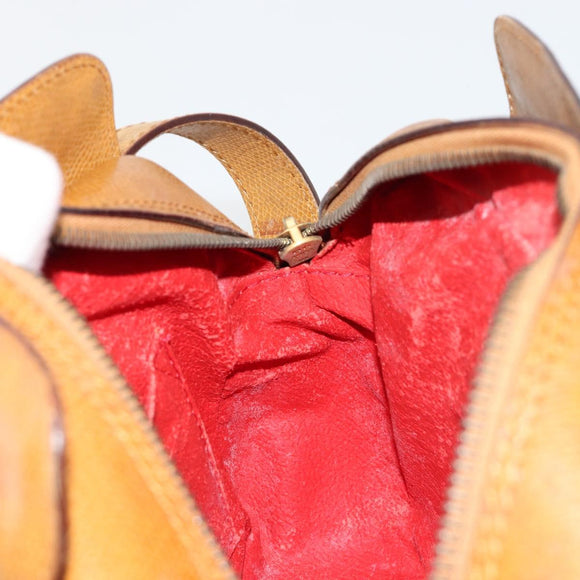 CELINE Shoulder Bag Leather Yellow Gold Auth gh2070