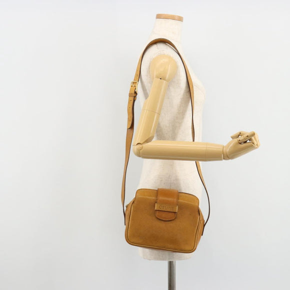 CELINE Shoulder Bag Leather Yellow Gold Auth gh2070