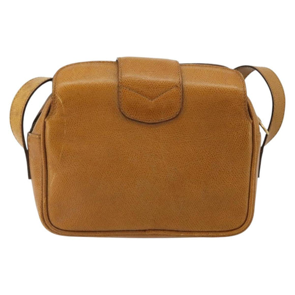 CELINE Shoulder Bag Leather Yellow Gold Auth gh2070