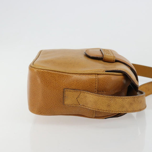 CELINE Shoulder Bag Leather Yellow Gold Auth gh2070