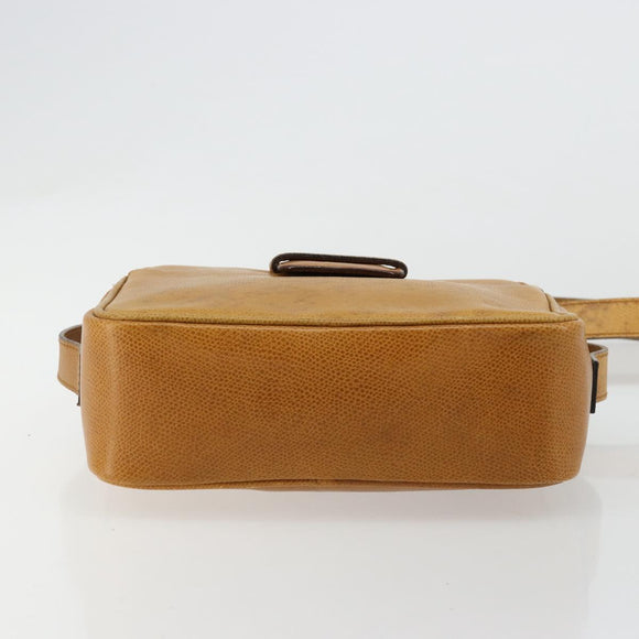 CELINE Shoulder Bag Leather Yellow Gold Auth gh2070