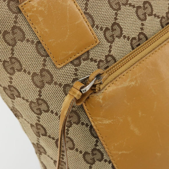 GUCCI GG Canvas Tragetasche Beige Silber 019 0402 Auth gh2071