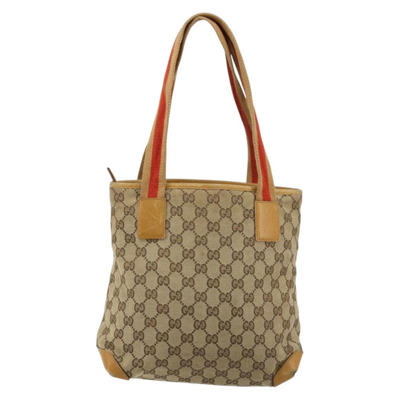 GUCCI GG Canvas Tragetasche Beige Silber 019 0402 Auth gh2071
