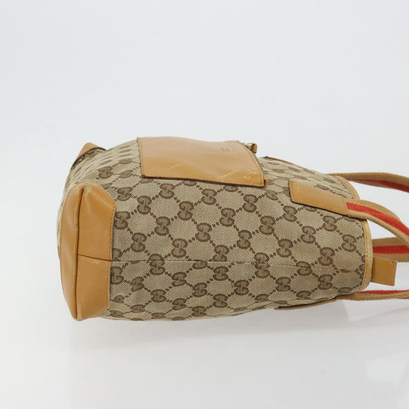 GUCCI GG Canvas Tragetasche Beige Silber 019 0402 Auth gh2071