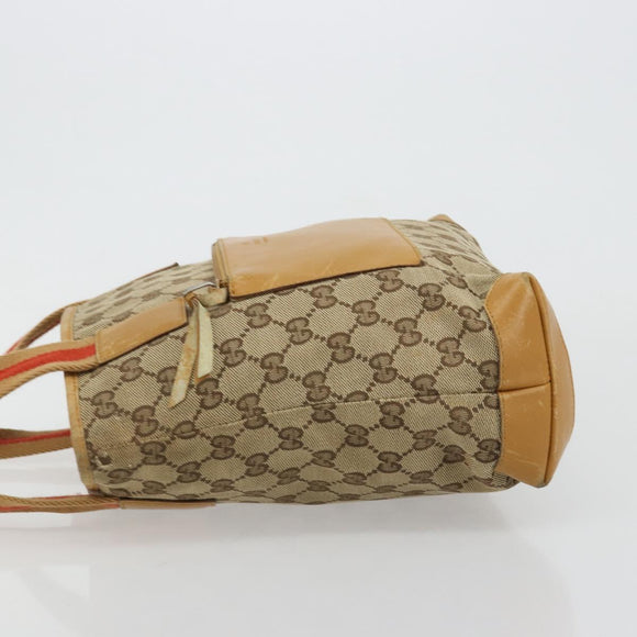 GUCCI GG Canvas Tote Bag Beige Zilver 019 0402 Auth gh2071