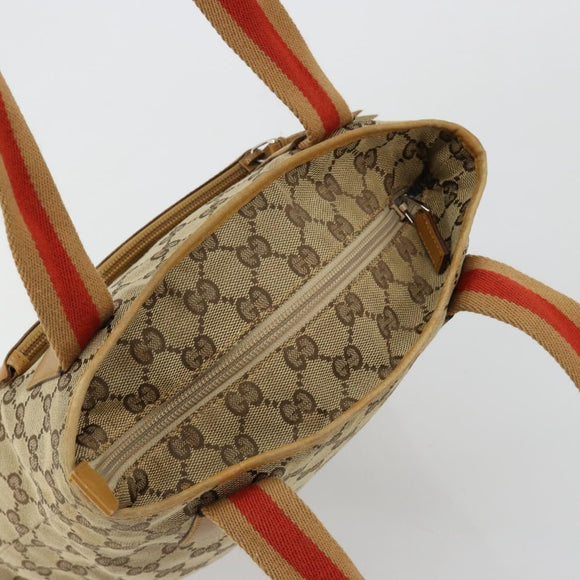 GUCCI GG Canvas Tragetasche Beige Silber 019 0402 Auth gh2071