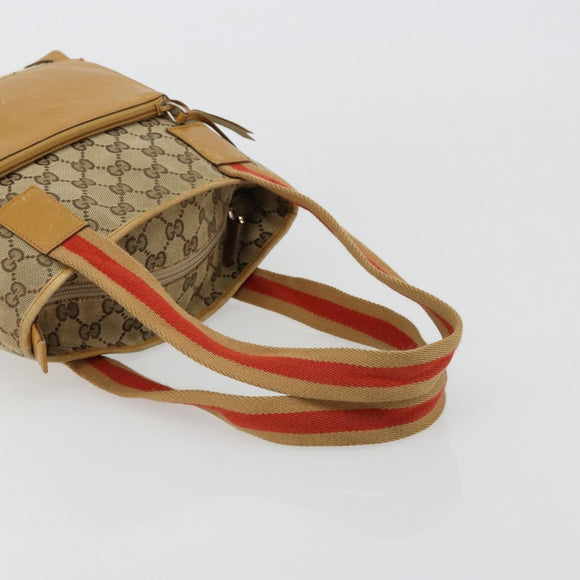GUCCI GG Canvas Tragetasche Beige Silber 019 0402 Auth gh2071