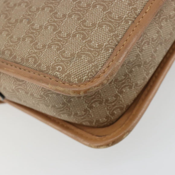CELINE Macadam Canvas Schoudertas PVC Beige Goud Auth gh2072