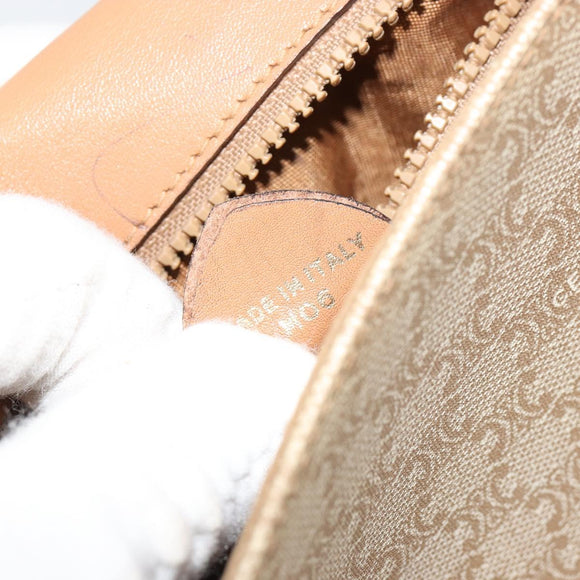 CELINE Macadam Canvas Schoudertas PVC Beige Goud Auth gh2072