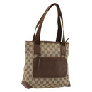 GUCCI GG Canvas Tote Bag Beige Silver 28893 Auth gh2075-1
