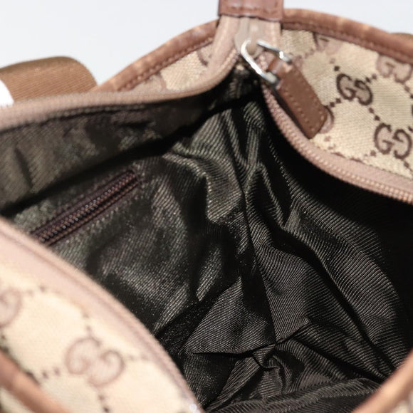 GUCCI GG Canvas Tote Bag Beige Silver 28893 Auth gh2075