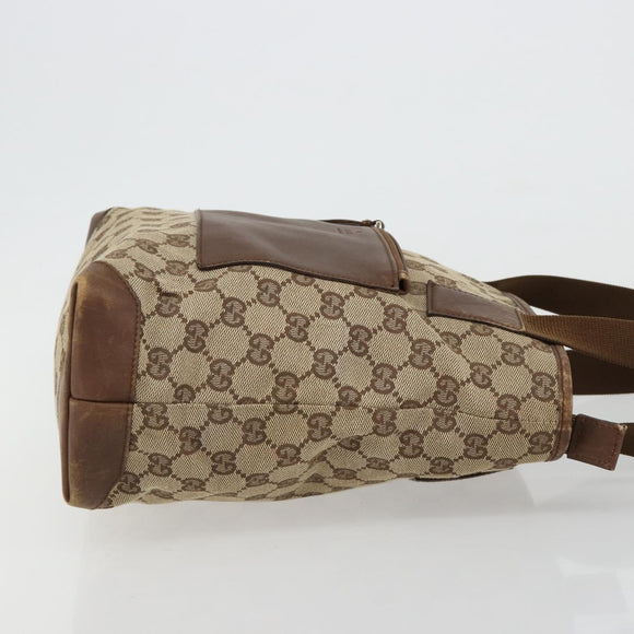 GUCCI GG Canvas Tote Bag Beige Silver 28893 Auth gh2075