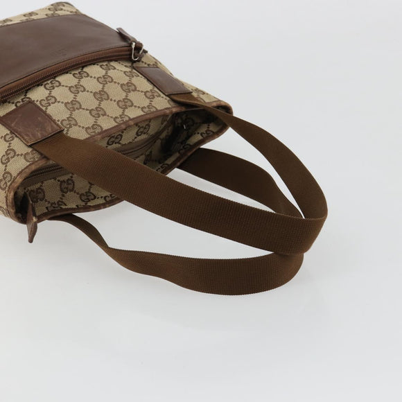GUCCI GG Canvas Tote Bag Beige Silber 28893 Auth gh2075