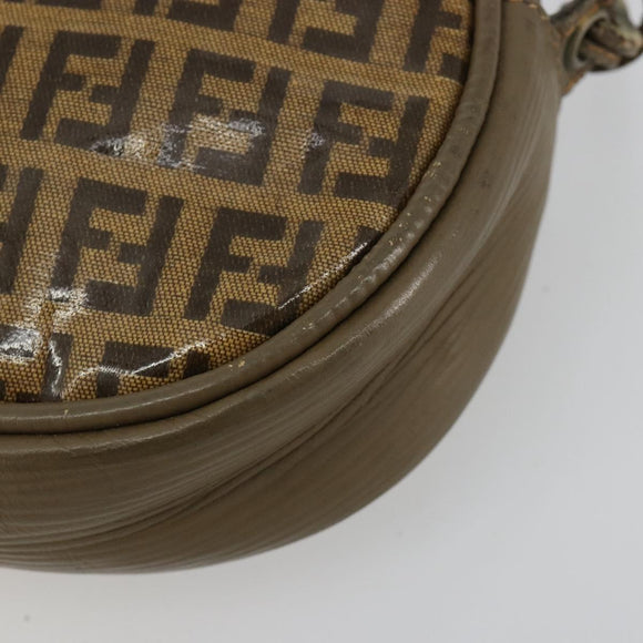 FENDI Zucchino Canvas Umhängetasche beschichtetes Canvas Beige Gold Original gh2077