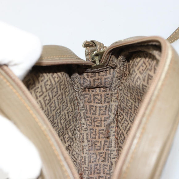 FENDI Zucchino Canvas Umhängetasche beschichtetes Canvas Beige Gold Original gh2077