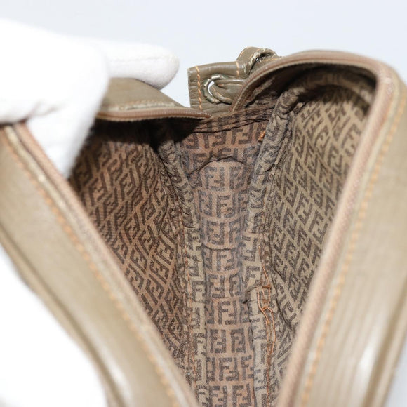 FENDI Zucchino Canvas Umhängetasche beschichtetes Canvas Beige Gold Original gh2077