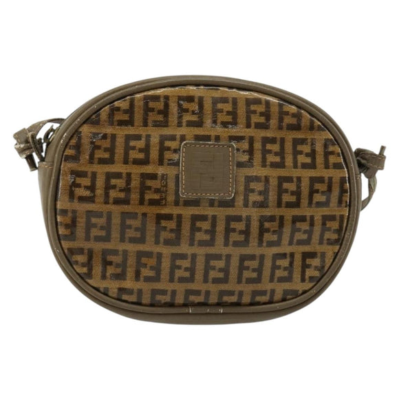 FENDI Zucchino Canvas Umhängetasche beschichtetes Canvas Beige Gold Original gh2077
