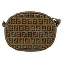 FENDI Zucchino Canvas Umhängetasche beschichtetes Canvas Beige Gold Original gh2077-2