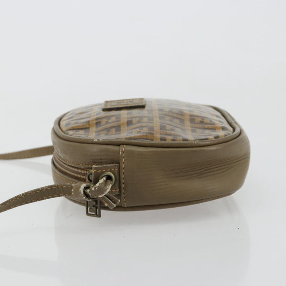 FENDI Zucchino Canvas Umhängetasche beschichtetes Canvas Beige Gold Original gh2077