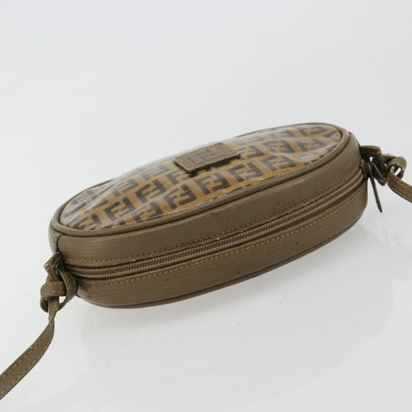 FENDI Zucchino Canvas Umhängetasche beschichtetes Canvas Beige Gold Original gh2077