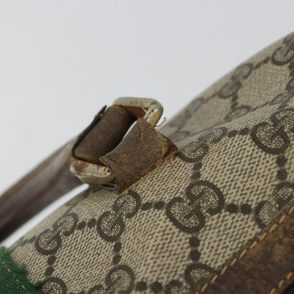 GUCCI GG Supreme Web Sherry Line Boston Bag PVC Beige Gold 010 378 Auth gh2078