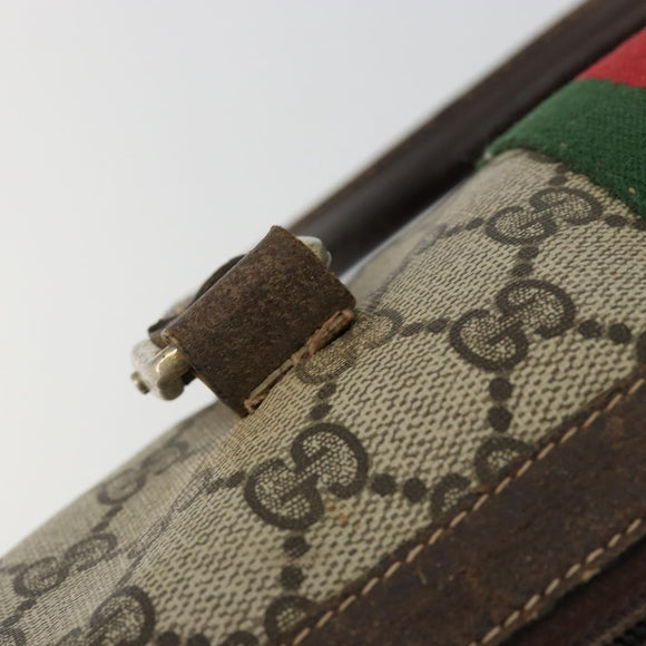 GUCCI GG Supreme Web Sherry Line Boston Bag PVC Beige Gold 010 378 Auth gh2078