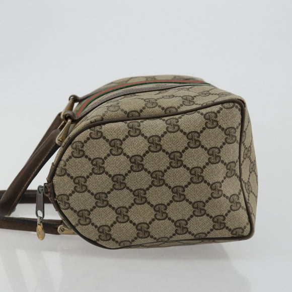 GUCCI GG Supreme Web Sherry Line Boston Bag PVC Beige Gold 010 378 Auth gh2078