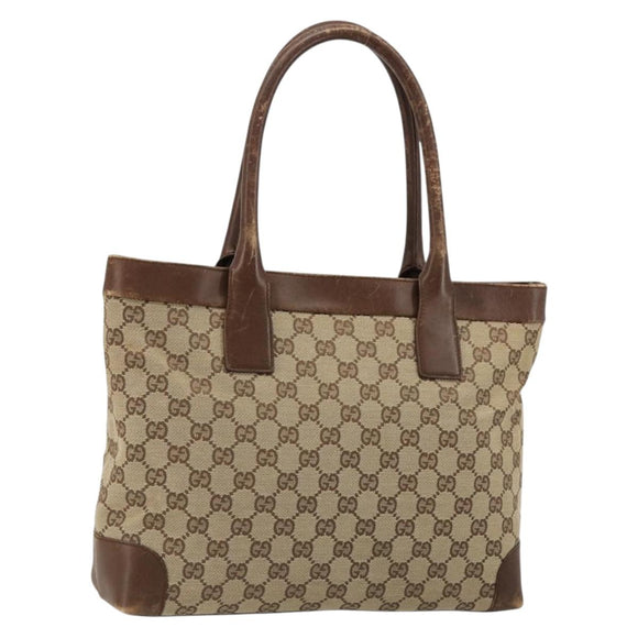 GUCCI GG Canvas Tote Bag Beige Gold 002 1119 Auth gh2080