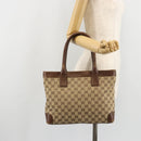 GUCCI GG Canvas Tote Bag Beige Gold 002 1119 Auth gh2080-23