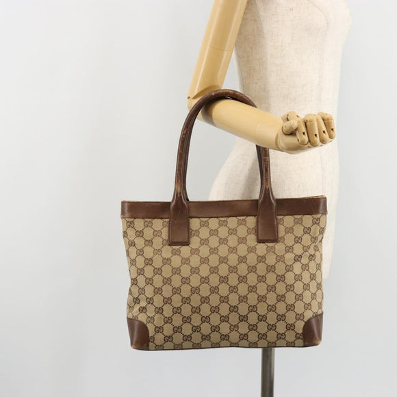 GUCCI GG Canvas Tote Bag Beige Gold 002 1119 Auth gh2080
