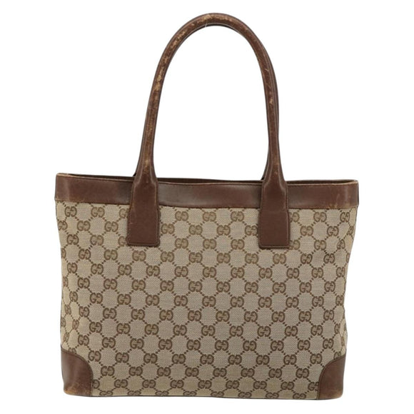 GUCCI GG Canvas Tote Bag Beige Gold 002 1119 Auth gh2080