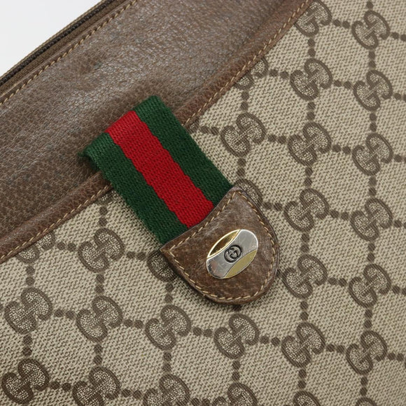 GUCCI GG Supreme Web Sherry Line Bag PVC Beige Gold 904 02 026 Auth gh2081