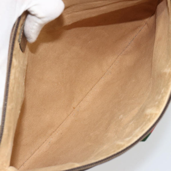GUCCI GG Supreme Web Sherry Line Bag PVC Beige Gold 904 02 026 Auth gh2081