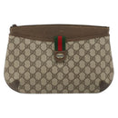 GUCCI GG Supreme Web Sherry Line Bag PVC Beige Gold 904 02 026 Auth gh2081-2