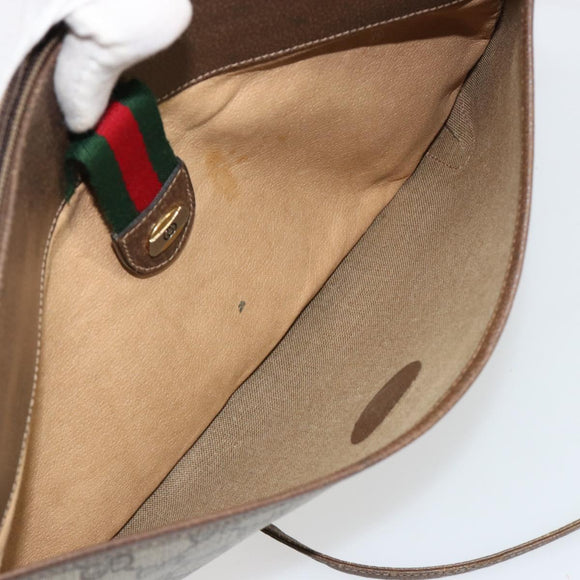 GUCCI GG Supreme Web Sherry Line Bag PVC Beige Gold 904 02 026 Auth gh2081