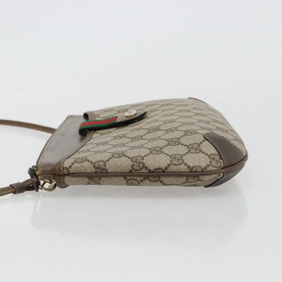 GUCCI GG Supreme Web Sherry Line Bag PVC Beige Gold 904 02 026 Auth gh2081