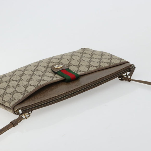 GUCCI GG Supreme Web Sherry Line Bag PVC Beige Gold 904 02 026 Auth gh2081