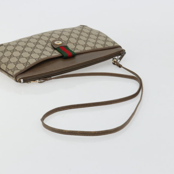 GUCCI GG Supreme Web Sherry Line Bag PVC Beige Gold 904 02 026 Auth gh2081