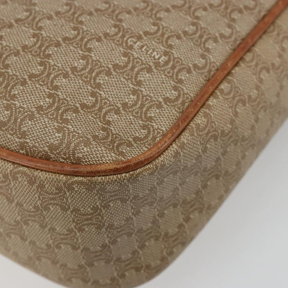 CELINE Macadam Canvas Shoulder Bag PVC Beige Gold Auth gh2082A