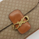 CELINE Macadam Canvas Shoulder Bag PVC Beige Gold Auth gh2082A-18
