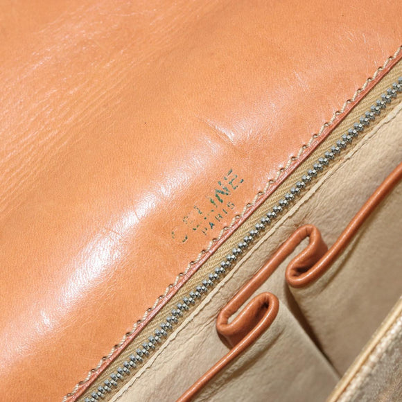 CELINE Macadam Canvas Shoulder Bag PVC Beige Gold Auth gh2082A