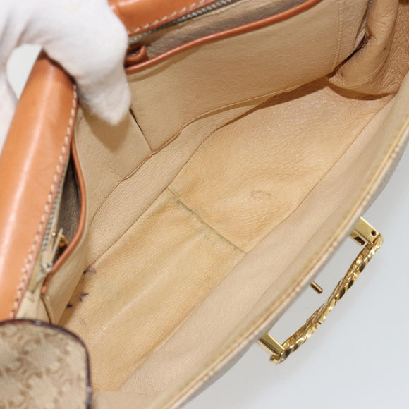 CELINE Macadam Canvas Shoulder Bag PVC Beige Gold Auth gh2082A