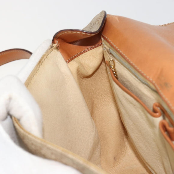 CELINE Macadam Canvas Shoulder Bag PVC Beige Gold Auth gh2082A