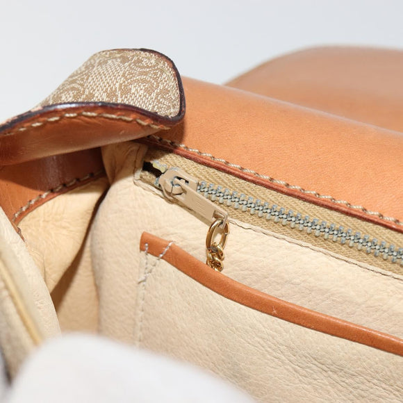 CELINE Macadam Canvas Shoulder Bag PVC Beige Gold Auth gh2082A