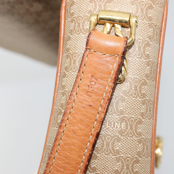 CELINE Macadam Canvas Shoulder Bag PVC Beige Gold Auth gh2082A