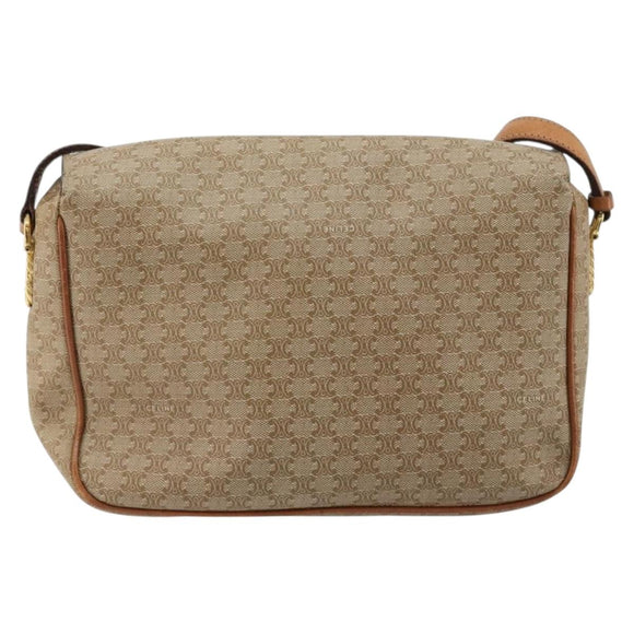 CELINE Macadam Canvas Shoulder Bag PVC Beige Gold Auth gh2082A