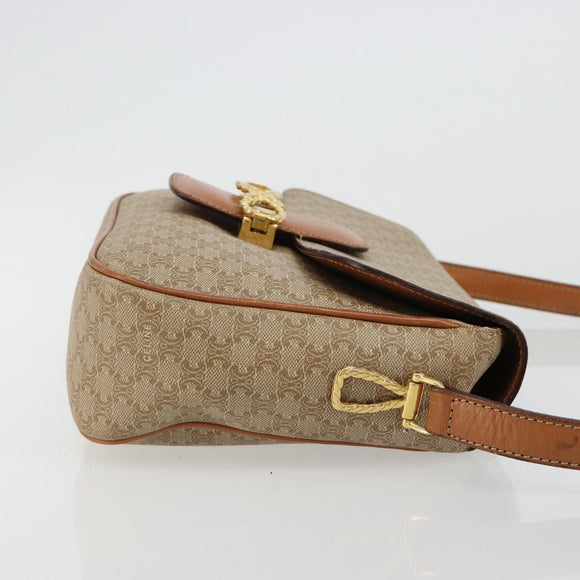 CELINE Macadam Canvas Shoulder Bag PVC Beige Gold Auth gh2082A
