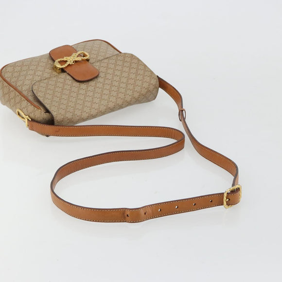 CELINE Macadam Canvas Shoulder Bag PVC Beige Gold Auth gh2082A